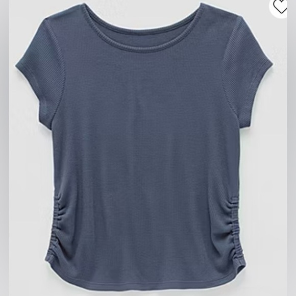 Girls Plus Size 18.5 Round Neck Short Sleeve Ruched Shirt Top NWT 18 1/2 - Picture 4 of 8